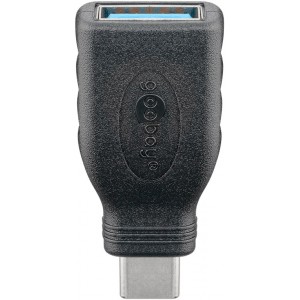 USB-C&trade;/USB-A 3.0 OTG Adaptateur SuperSpeed pour C&acirc;ble de Recharge, noir